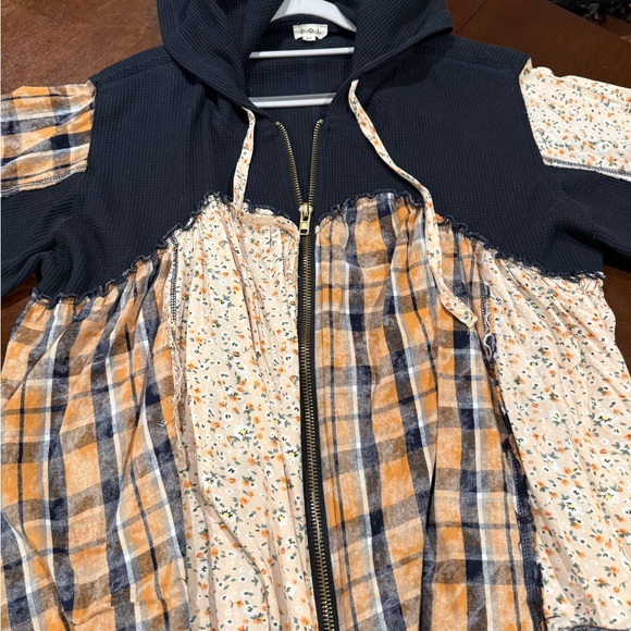 POL - Women's Navy and Yellow Plaid Jacket Size M - Picture 6 of 15